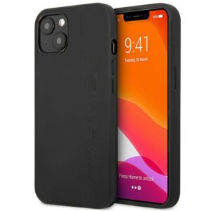 AMG AMHCP14MDOLBK Apple iPhone 14 Plus / 15 Plus 6.7" juodos spalvos kietas dėklas with Leather Hot Stamped design