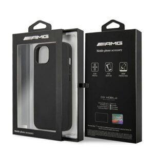 AMG AMHCP14MDOLBK Apple iPhone 14 Plus / 15 Plus 6.7" juodos spalvos kietas dėklas with Leather Hot Stamped design - Image 8