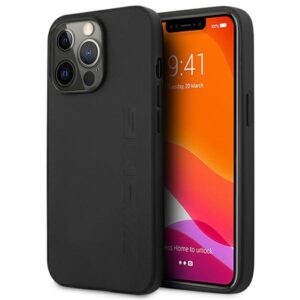 AMG AMHCP14LDOLBK Apple iPhone 14 Pro 6.1" juodos spalvos kietas dėklas with Leather Hot Stamped design