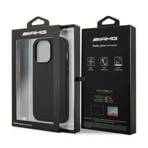 AMG AMHCP14LDOLBK Apple iPhone 14 Pro 6.1" juodos spalvos kietas dėklas with Leather Hot Stamped design - Image 8
