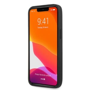 AMG AMHCP13LOSDBK Apple iPhone 13 Pro / 13 6.1" juodos spalvos kietas dėklas with Leather Curved Lines - Image 5
