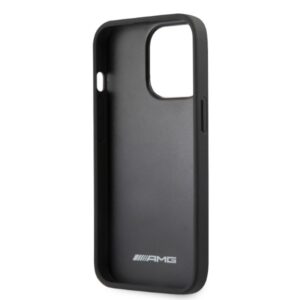 AMG AMHCP13LOSDBK Apple iPhone 13 Pro / 13 6.1" juodos spalvos kietas dėklas with Leather Curved Lines - Image 7