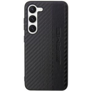 AMG AMHCS23SBLSCA S23 S911 juodos spalvos kietas dėklas with Carbon Stripe & Embossed design - Image 3