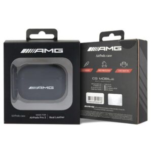 AMG AMAP2SLWK AirPods Pro 2 (2022/2023) dėklas juodos spalvos Leather with baltos spalvos Logo - Image 4