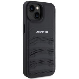 AMG AMHCP15MGSEBK Apple iPhone 15 Plus / 14 Plus 6.7" juodos spalvos kietas dėklas with Leather Debossed Lines - Image 4