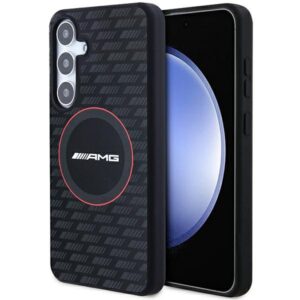 AMG AMHMS24M23SMRK S24+ S926 juodos spalvos kietas dėklas with Silicone Carbon Pattern and MagSafe