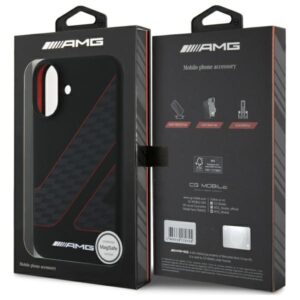 AMG AMHMP16S2SCFR Apple iPhone 16 6,1" juodos spalvos kietas dėklas Checkered Flag Pattern MagSafe - Image 8