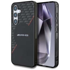 Dėklas AMG Double Layer Rhombs MagSafe Samsung Galaxy S25 juodos spalvos/red