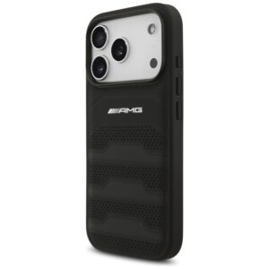 Dėklas AMG Leather Debossed Lines Logo Apple iPhone 17 Pro juodos spalvos - Image 2