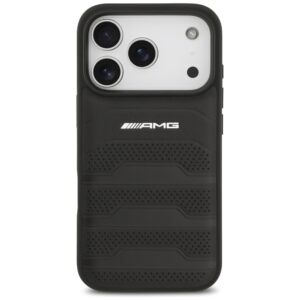 Dėklas AMG Leather Debossed Lines Logo Apple iPhone 17 Pro juodos spalvos - Image 3