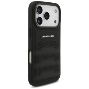 Dėklas AMG Leather Debossed Lines Logo Apple iPhone 17 Pro juodos spalvos - Image 4
