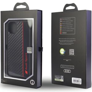 Audi Carbon Fiber Stripe Apple iPhone 11 / Xr 6.1" juodos spalvos kietas dėklas AUS-TPUPCIP11-R8/D1-BK - Image 5
