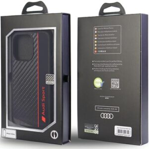 Audi Carbon Fiber Stripe Apple iPhone 13 Pro / 13 6.1" juodos spalvos kietas dėklas AUS-TPUPCIP13 P-R8/D1-BK - Image 5
