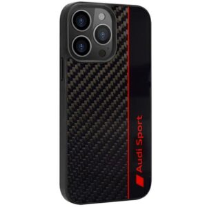 Audi Carbon Fiber Stripe Apple iPhone 13 Pro Max 6.7" juodos spalvos kietas dėklas AUS-TPUPCIP13 PM-R8/D1-BK - Image 2