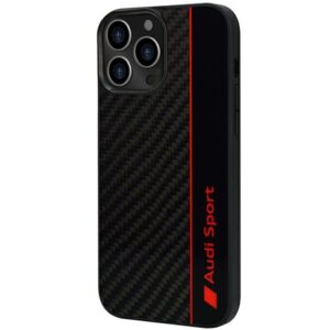 Audi Carbon Fiber Stripe Apple iPhone 13 Pro Max 6.7" juodos spalvos kietas dėklas AUS-TPUPCIP13 PM-R8/D1-BK - Image 3