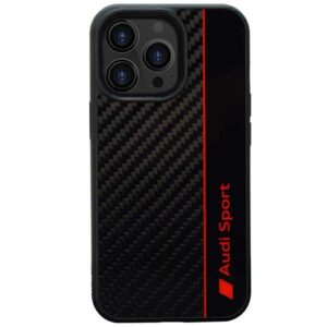 Audi Carbon Fiber Stripe Apple iPhone 13 Pro Max 6.7" juodos spalvos kietas dėklas AUS-TPUPCIP13 PM-R8/D1-BK