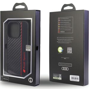 Audi Carbon Fiber Stripe Apple iPhone 13 Pro Max 6.7" juodos spalvos kietas dėklas AUS-TPUPCIP13 PM-R8/D1-BK - Image 5