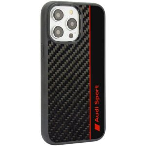 Audi Carbon Fiber Stripe Apple iPhone 14 Pro 6.1" juodos spalvos kietas dėklas AUS-TPUPCIP14P-R8/D1-BK - Image 3