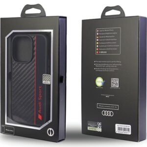 Audi Carbon Fiber Stripe Apple iPhone 14 Pro 6.1" juodos spalvos kietas dėklas AUS-TPUPCIP14P-R8/D1-BK - Image 6