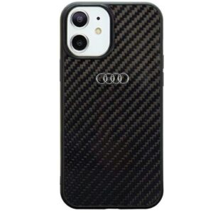 Audi Carbon Fiber Apple iPhone 11 / Xr 6.1" juodos spalvos kietas dėklas AU-TPUPCIP11-R8/D2-BK
