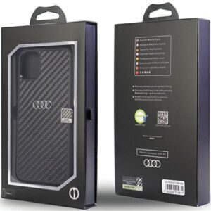 Audi Carbon Fiber Apple iPhone 11 / Xr 6.1" juodos spalvos kietas dėklas AU-TPUPCIP11-R8/D2-BK - Image 4