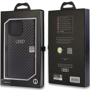 Audi Carbon Fiber Apple iPhone 14 Pro 6.1" juodos spalvos kietas dėklas AU-TPUPCIP14P-R8/D2-BK - Image 3