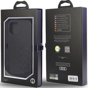 Audi Synthetic Leather Apple iPhone 12 / 12 Pro 6.1" juodos spalvos kietas dėklas AU-TPUPCIP12 P-TT/D1-BK - Image 7