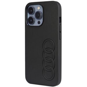 Audi Synthetic Leather Apple iPhone 13 Pro / 13 6.1" juodos spalvos kietas dėklas AU-TPUPCIP13 P-TT/D1-BK - Image 3