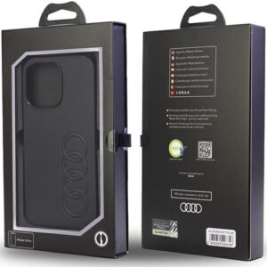 Audi Synthetic Leather Apple iPhone 13 Pro / 13 6.1" juodos spalvos kietas dėklas AU-TPUPCIP13 P-TT/D1-BK - Image 6