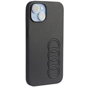 Audi Synthetic Leather Apple iPhone 14 / 15 / 13 6.1" juodos spalvos kietas dėklas AU-TPUPCIP14-TT/D1-BK - Image 2