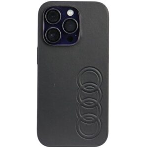 Audi Synthetic Leather Apple iPhone 14 Pro 6.1" juodos spalvos kietas dėklas AU-TPUPCIP14P-TT/D1-BK