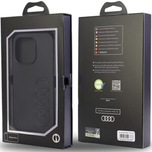 Audi Synthetic Leather Apple iPhone 14 Pro 6.1" juodos spalvos kietas dėklas AU-TPUPCIP14P-TT/D1-BK - Image 7