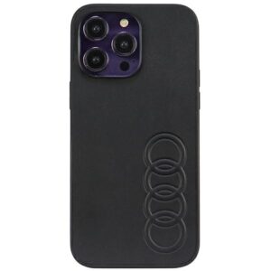 Audi Synthetic Leather Apple iPhone 14 Pro Max 6.7" juodos spalvos kietas dėklas AU-TPUPCIP14PM-TT/D1-BK