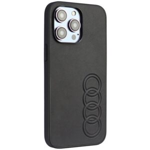 Audi Synthetic Leather Apple iPhone 14 Pro Max 6.7" juodos spalvos kietas dėklas AU-TPUPCIP14PM-TT/D1-BK - Image 2