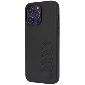 Audi Synthetic Leather Apple iPhone 14 Pro Max 6.7" juodos spalvos kietas dėklas AU-TPUPCIP14PM-TT/D1-BK - Image 3
