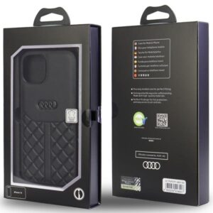 Audi Genuine Leather Apple iPhone 11 / Xr 6.1" juodos spalvos kietas dėklas AU-TPUPCIP11R-Q8/D1-BK - Image 5