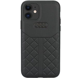 Audi Genuine Leather Apple iPhone 12 / 12 Pro 6.1" juodos spalvos kietas dėklas AU-TPUPCIP12 P-Q8/D1-BK
