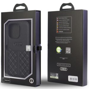 Audi Genuine Leather Apple iPhone 13 Pro / 13 6.1" juodos spalvos kietas dėklas AU-TPUPCIP13 P-Q8/D1-BK - Image 5