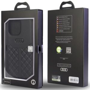 Audi Genuine Leather Apple iPhone 13 Pro Max 6.7" juodos spalvos kietas dėklas AU-TPUPCIP13 PM-Q8/D1-BK - Image 5