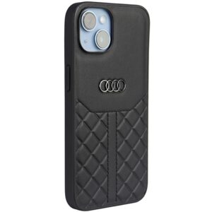 Audi Genuine Leather Apple iPhone 14 / 15 / 13 6.1" juodos spalvos kietas dėklas AU-TPUPCIP14-Q8/D1-BK - Image 2