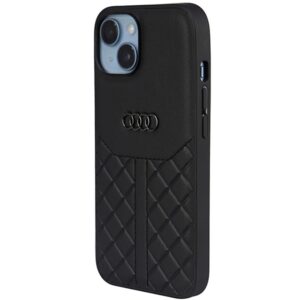 Audi Genuine Leather Apple iPhone 14 / 15 / 13 6.1" juodos spalvos kietas dėklas AU-TPUPCIP14-Q8/D1-BK - Image 3