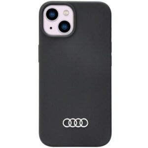 Audi Silicone Dėklas Apple iPhone 14 / 15 / 13 6.1" juodos spalvos kietas dėklas AU-LSRIP14-Q3/D1-BK