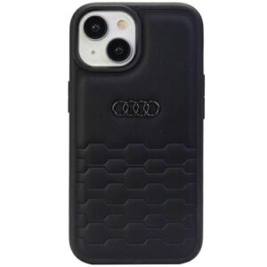 Audi GT Synthetic Leather Apple iPhone 15 Plus / 14 Plus 6.7" juodos spalvos kietas dėklas AU-TPUPCIP15M-GT/D2-BK