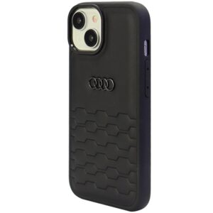 Audi GT Synthetic Leather Apple iPhone 15 Plus / 14 Plus 6.7" juodos spalvos kietas dėklas AU-TPUPCIP15M-GT/D2-BK - Image 3