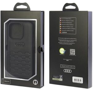 Audi GT Synthetic Leather Apple iPhone 15 Pro 6.1" juodos spalvos kietas dėklas AU-TPUPCIP15P-GT/D2-BK - Image 4