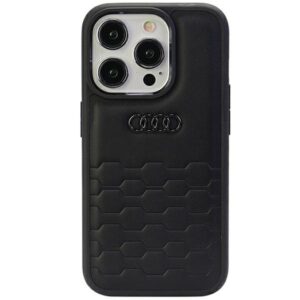 Audi GT Synthetic Leather Apple iPhone 15 Pro Max 6.7" juodos spalvos kietas dėklas AU-TPUPCIP15PM-GT/D2-BK
