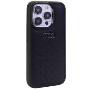 Audi GT Synthetic Leather Apple iPhone 15 Pro Max 6.7" juodos spalvos kietas dėklas AU-TPUPCIP15PM-GT/D2-BK - Image 2