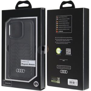 Audi Synthetic Leather MagSafe Apple iPhone 13 Pro / 13 6.1" juodos spalvos kietas dėklas AU-TPUPCMIP13 P-GT/D3-BK - Image 7