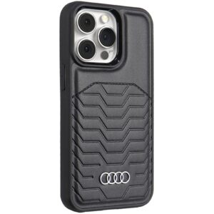 Audi Synthetic Leather MagSafe Apple iPhone 13 Pro Max 6.7" juodos spalvos kietas dėklas AU-TPUPCMIP13 PM-GT/D3-BK - Image 2