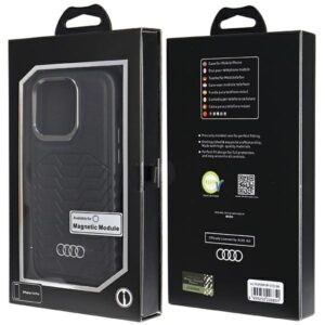 Audi Synthetic Leather MagSafe Apple iPhone 14 Pro 6.1" juodos spalvos kietas dėklas AU-TPUPCMIP14P-GT/D3-BK - Image 7